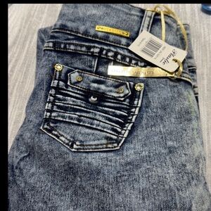 Plastic Jeans denim 72% cotton NWT size 9/10  15” waistband 27” inseam